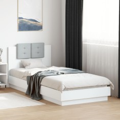 vidaXL Cadru de pat cu tăblie, alb, 100x200 cm, lemn prelucrat 3209933