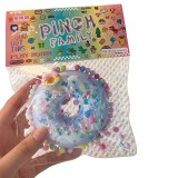 Jucarie antistres squishy, flippy, cu revenire lenta, model gogoasa, 6x6 cm, 99g, ambalaj transparent, albastru