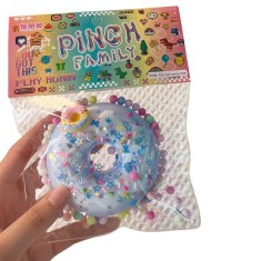 Jucarie Antistres Squishy, Cyrax, cu Revenire Lenta, Squeeze Pinch Family, Model Gogoasa, 6x6 cm, 99g, Ambalaj Transparent, Albastru foto