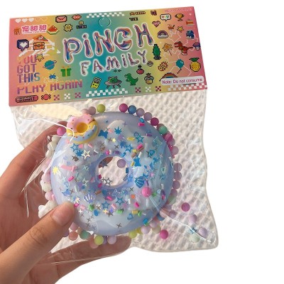 Jucarie antistres squishy, flippy, cu revenire lenta, model gogoasa, 6x6 cm, 99g, ambalaj transparent, albastru foto