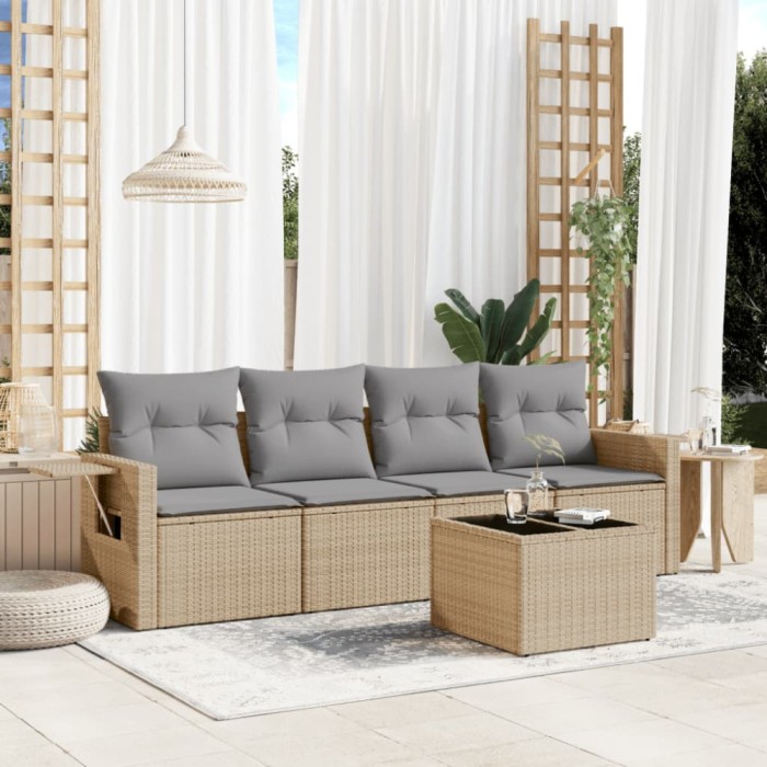 Gossi set canapele de gradina cu perne, 5 piese, bej, poliratan