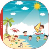 Sticker educativ - Peisaj de Vara si Copii