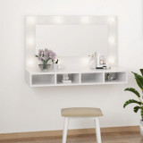 Dulap cu oglinda si LED, alb extralucios, 90x31,5x62 cm GartenMobel Dekor, vidaXL