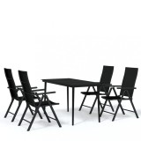 Set de servit masa pentru gradina, 5 piese, negru