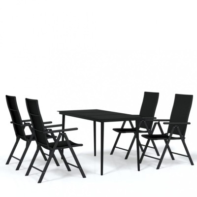 Set de servit masa pentru gradina, 5 piese, negru foto