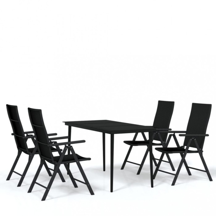 Set de servit masa pentru gradina, 5 piese, negru