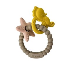Jucărie de dentiție tip brățară &ndash; Model căluț și stea de mare, din silicon alimentar, fără BPA