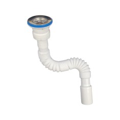 Sifon flexibil profesional cu cap mic, alb, 1&quot;1/2 - 40 mm