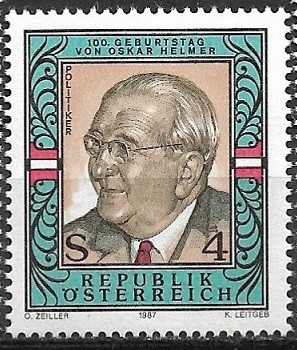 B0513 - Austria 1987 - Oskar Helmer neuzat,perfecta stare foto