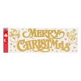 Autocolante Decorative Crăciun, Merry Christmas, Om de Zăpadă, Glitter Auriu, 20x60cm, Oem