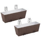 Cumpara ieftin Jardinieră din ratan pentru balcon, 50 cm, 2 buc, Maro