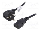 Cablu AKYGA 3x0,75mm2 CEE 7/7 (E/F) ştecăr unghi IEC C13 mamă