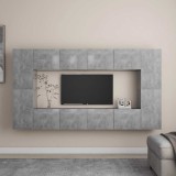 vidaXL Set de dulapuri TV, 8 piese, gri beton, lemn prelucrat 3079089