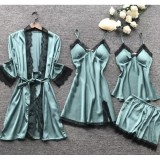 Cumpara ieftin Set Pijama De Dama 4 Piese Din Satin - MEI32
