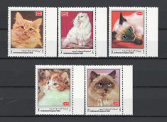 Yemen 1970 MNH, nestampilat - Mi. 997-1001 A - Pisici, fauna, animale foto