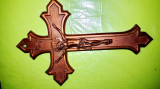 F226-Aplica Crucifix veche metal cuprat stare foarte buna cca 30/20 cm.
