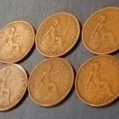 Lot 6 monede UK , Half penny 1927 + 1928 + 1929 + 1930 + 1931 + 1932 , [poze]