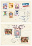Romania 1960 Teatrul de Păpusi serie 6 timbre circulate pe plic adresat in URSS