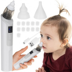 Aspirator nazal electric pentru bebelusi,cu capact de silicon si cablu incarcare inclus - Alb foto