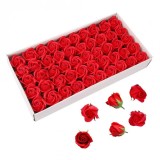 Set 50 Flori Sapun Trandafiri Rosii 5cm - Cadou Romantic, Baie Parfumata, Decor Nunta, Aranjamente Florale Elegante