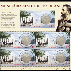 RO 2015 LP 2068 a "145 ani Monetaria Statului ",mcoala 4M dant+ 1M nedant. , MNH