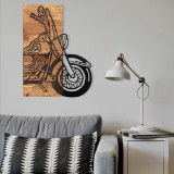 Decoratiune de perete, Chopper 3, lemn/metal, 42.5 x 58 cm, negru/maro, Enzo