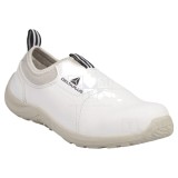 Pantofi albi microfibră, bombeu metalic