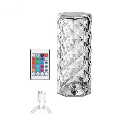 Lampa LED RGBW decorativa, design cristal, USB, cu telecomanda foto