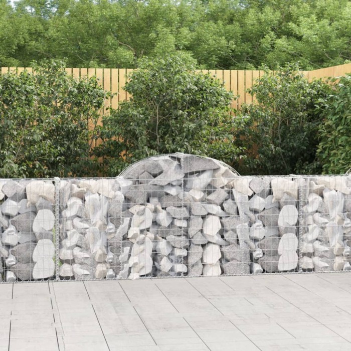 vidaXL Coșuri gabion arcuite 7 buc, 200x30x80/100cm, fier galvanizat 3146094