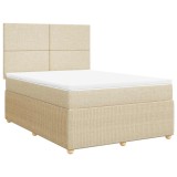 Cumpara ieftin Pat continental cu saltea, crem, 140x200 cm, material textil