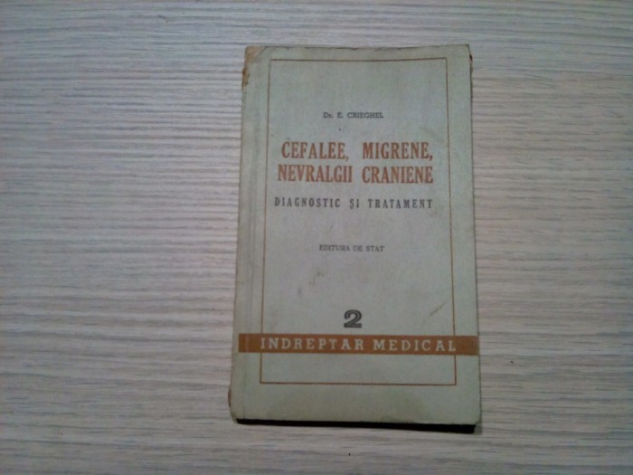 CEFALEE, MIGRENE, NEVRALGII CRANIENE - E. Crieghel -1949, 170 p.; 3300 ex.