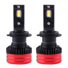 Set 2 LED-uri Auto Techstar® P28, H7, 80w, 12500 Lumeni, 6500K, AUTO, 12-24 Volti, CSP, Canbus, Miez Cupru, Radiator Aluminiu