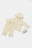 Cumpara ieftin Set bluza cu gluga si pantaloni, Winter muselin, 100% bumbac - Stone, BabyCosy (Marime: 18-24 Luni)