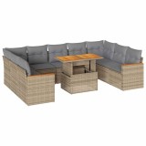 Cumpara ieftin Set canapele de gradina cu perne, 10 piese, bej, poliratan