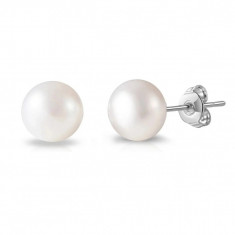 Cercei din argint cu perle de cultura albe, Serena (Marime: 10mm)