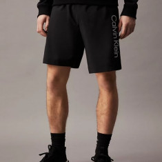 Pantaloni scurti barbati cu croiala Regular fit si imprimeu cu logo, Negru, XL
