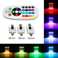 Bec SOFIT 39MM. RGB CU TELECOMANDA - 6 LED SMD 5050 RGB 12V (pret/set) foto