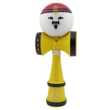 Cumpara ieftin Kendama profesionala Big Cups V2 Super Sticky, model Rege, rulment metalic, lemn rezistent, ata 55 cm, 18.5 cm, galben