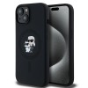 Husa MagSafe pentru Apple iPhone 15 Plus, Karl Lagerfeld, Silicone Karl &amp; Choupette, Neagra