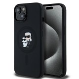 Husa MagSafe pentru Apple iPhone 15 Plus, Karl Lagerfeld, Silicone Karl &amp; Choupette, Neagra