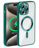 Huse silicon cu incarcare magetica wireless pentru Iphone 15 Pro Verde, Carcasa