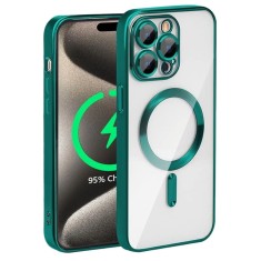 Huse silicon cu incarcare magetica wireless pentru Iphone 15 Pro Max Verde
