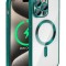 Huse silicon cu incarcare magetica wireless pentru Iphone 15 Pro Max Verde