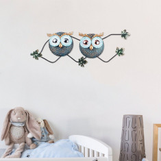 Decoratiune de perete Metal Owl 3, Multicolor, 28x1x77 cm