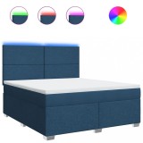 Cumpara ieftin Pat box spring cu saltea, albastru, 180x200 cm, material textil