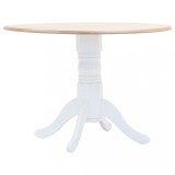 vidaXL Masă de bucătărie, alb și maro, 106 cm, lemn masiv de hevea 247354