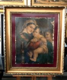 Tablou Religios Litografie Icoana Maica Domnului Isus Iosif 75x85 cm | Pictura Manuala Ulei pe Panza | Tablou Icoana Cadou Lux