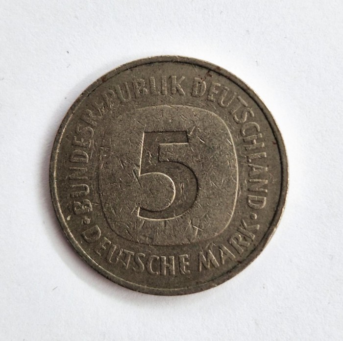 moneda GERMANIA FEDERALA 5 mark 1975 ( J ) _ marci _ km # 140.1