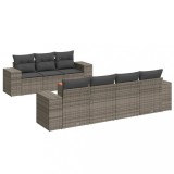 Cumpara ieftin Set canapele de gradina cu perne, 8 piese, gri, poliratan
