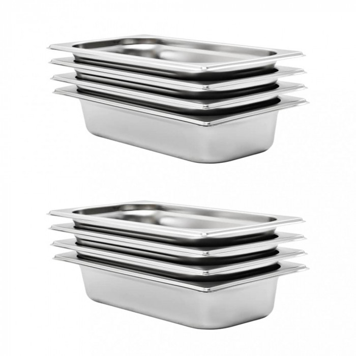 vidaXL Recipiente Gastronorm 8 buc. GN 1/3 65 mm oțel inoxidabil 50894